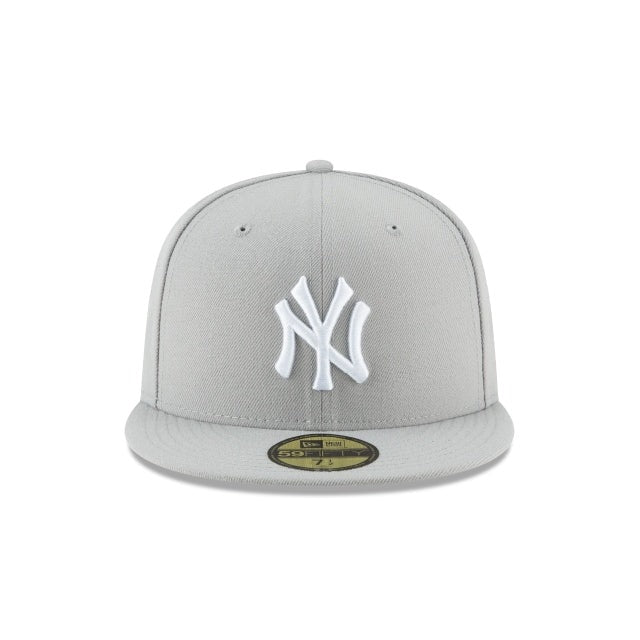 New York Yankees MLB Basic 59Fifty Fitted New Era Grey White Official Team Hat Sports Fan Cap Official MLB Team Hat Baseball Fan Cap