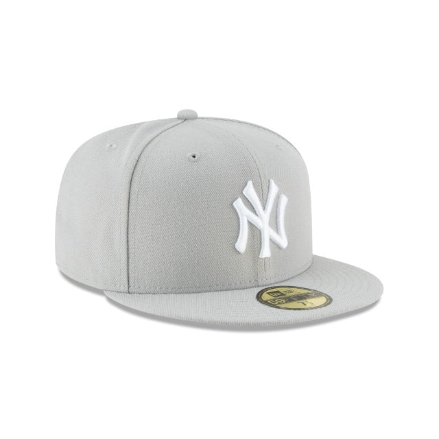 New York Yankees MLB Basic 59Fifty Fitted New Era Grey White Official Team Hat Sports Fan Cap Official MLB Team Hat Baseball Fan Cap