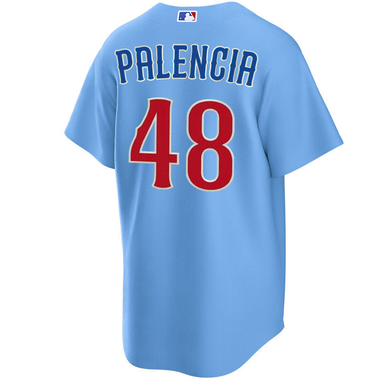 NIKE Men s Chicago Cubs Daniel Palencia 48 Light Blue 2nd Alternate Replica Jersey Official Team Jersey Sports Fan Apparel Official MLB Team Jersey