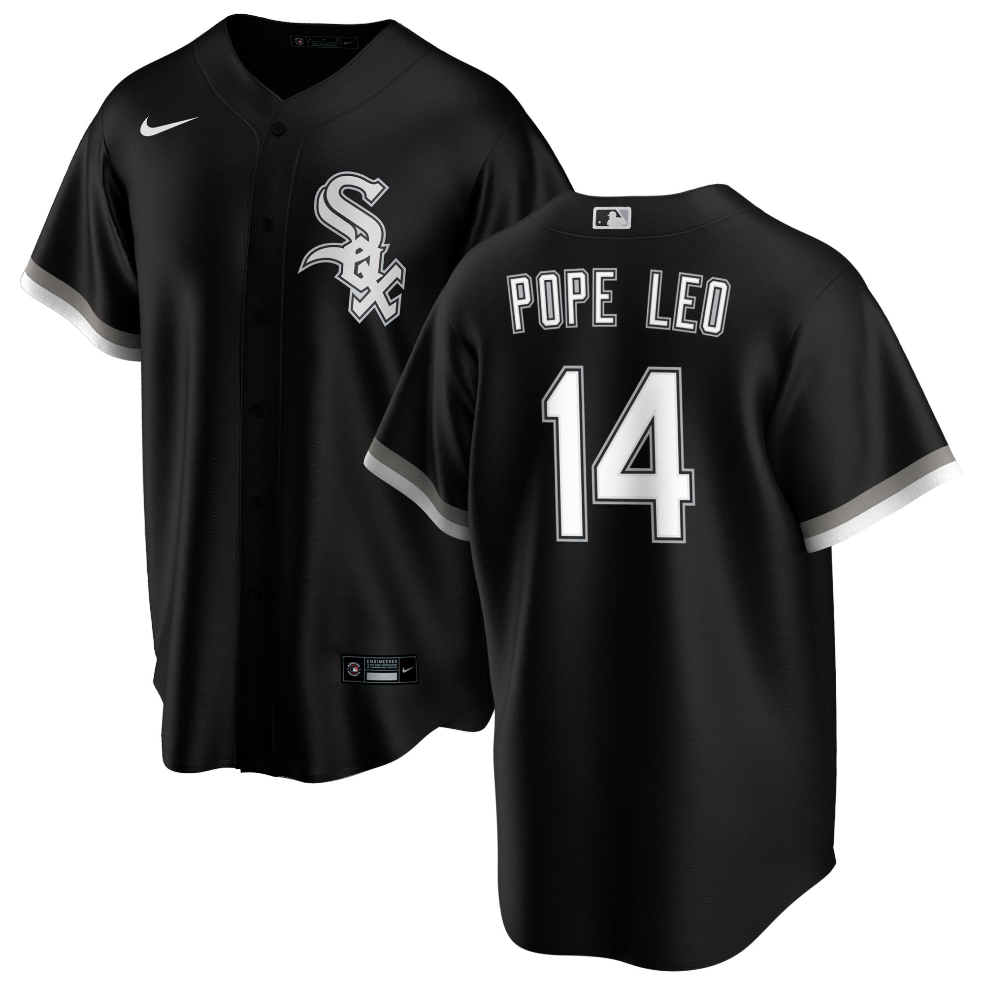Pope Leo 14 Chicago White Sox NIKE Replica Men s Alternate Black Premium Twill Jersey Official Team Jersey Sports Fan Apparel Official MLB Team