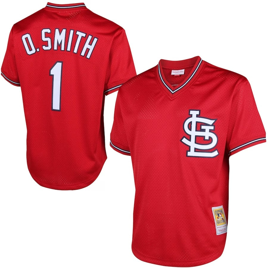 Men s Mitchell And Ness Ozzie Smith 1996 St Louis Cardinals Batting Practice Cooperstown Jersey Official Team Jersey Sports Fan Apparel Official MLB