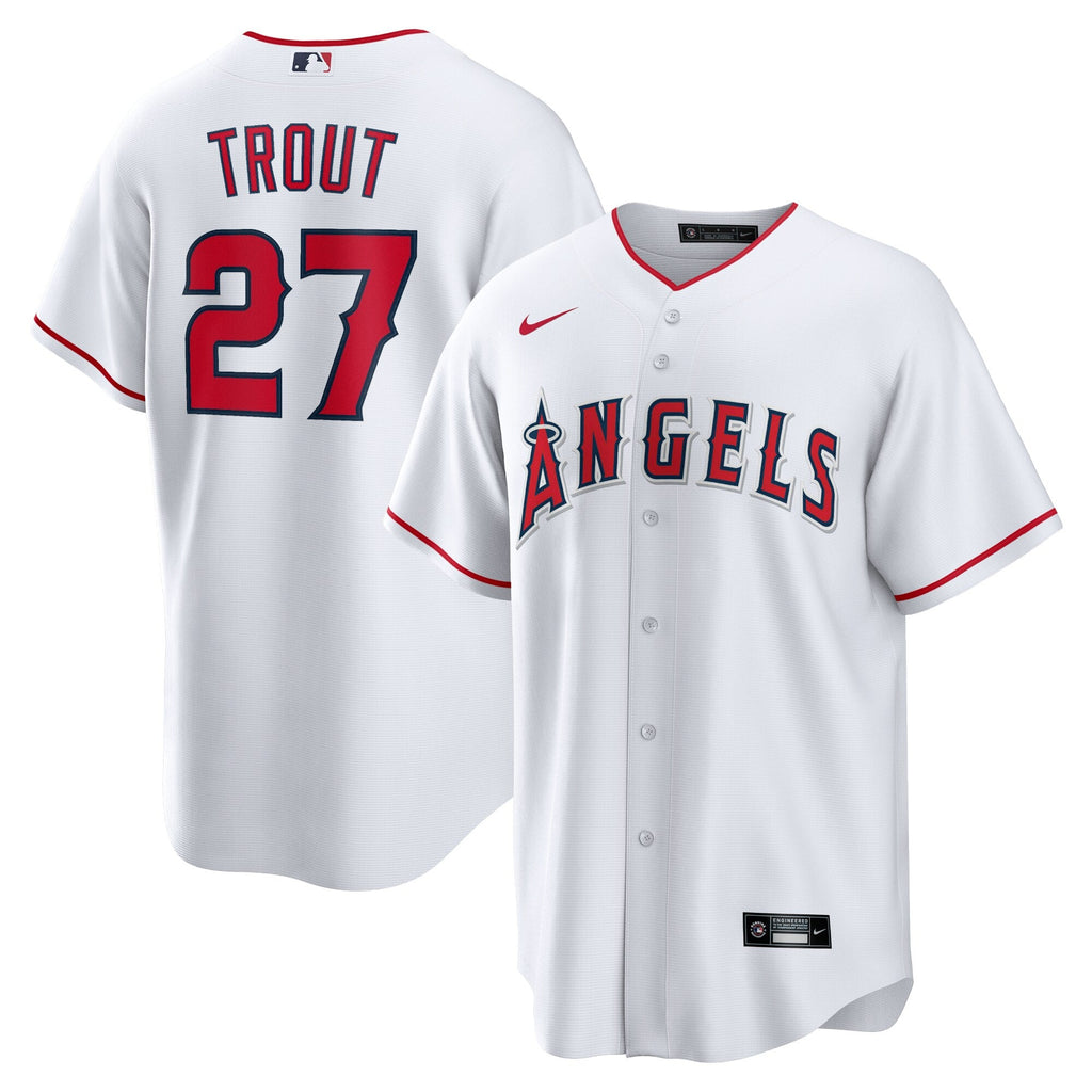 Men s Los Angeles Angels Mike Trout Nike White Home Replica Player Jersey Official Team Jersey Sports Fan Apparel Official MLB Team Jersey Baseball