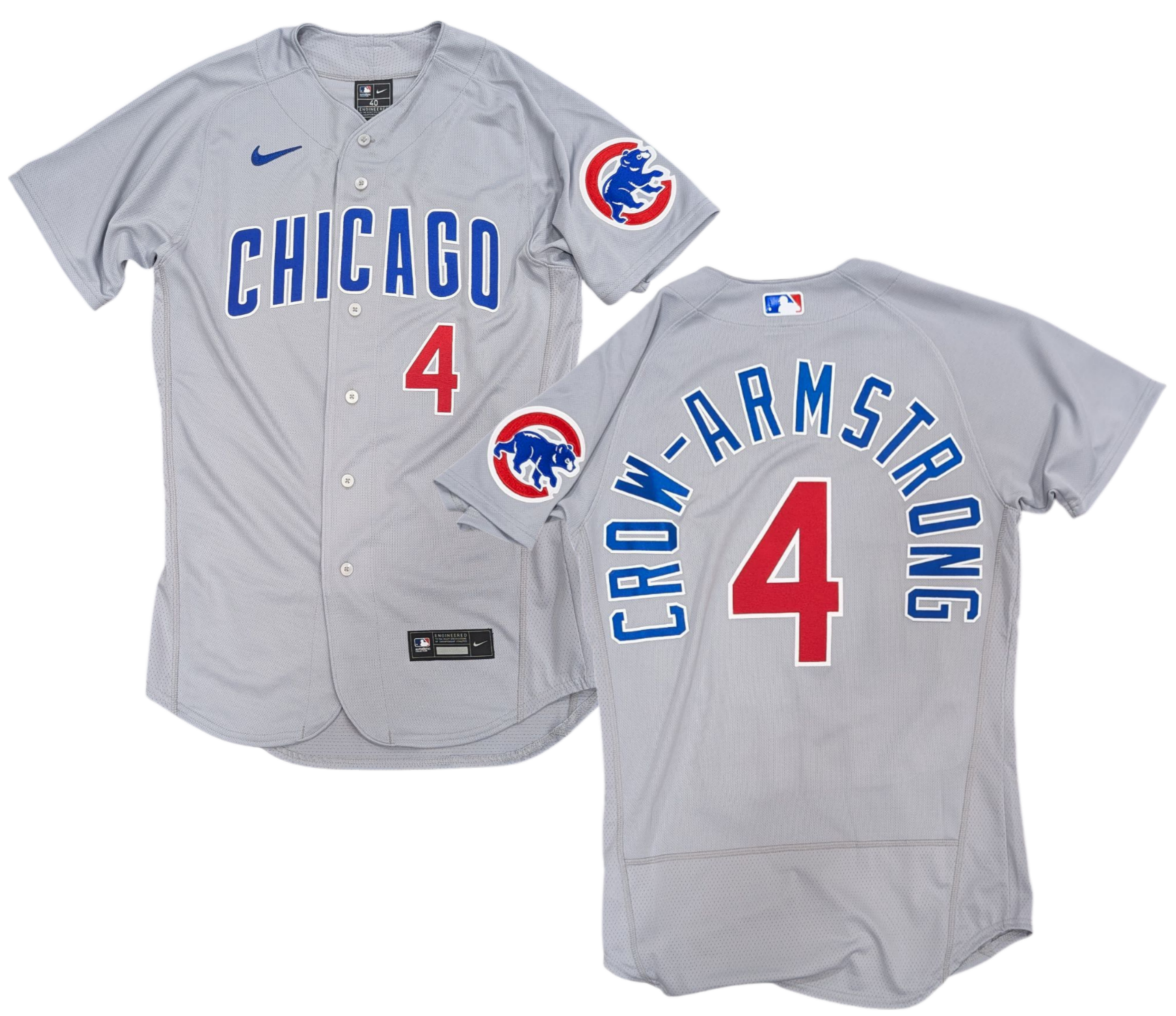 Men s Chicago Cubs Pete Crow-Armstrong Nike Road Gray Authentic Player Jersey Official Team Jersey Sports Fan Apparel Official MLB Team Jersey