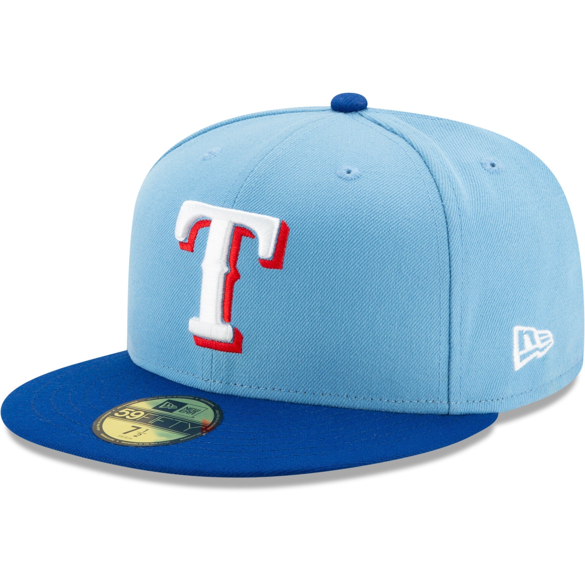 New Era Texas Rangers Light Blue Royal On-Field Authentic Collection 59FIFTY Fitted Hat Official Team Hat Sports Fan Cap Official MLB Team Hat