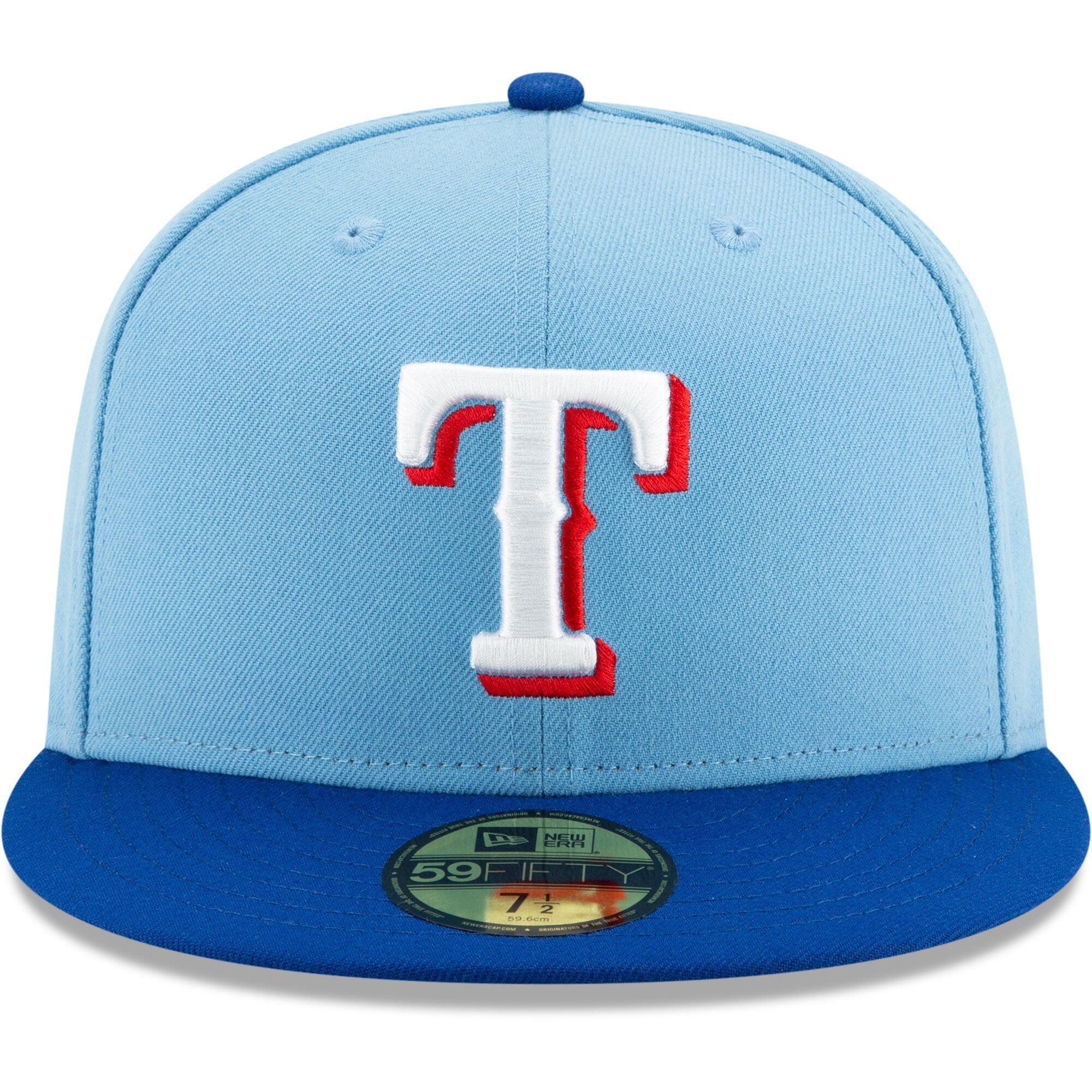New Era Texas Rangers Light Blue Royal On-Field Authentic Collection 59FIFTY Fitted Hat Official Team Hat Sports Fan Cap Official MLB Team Hat