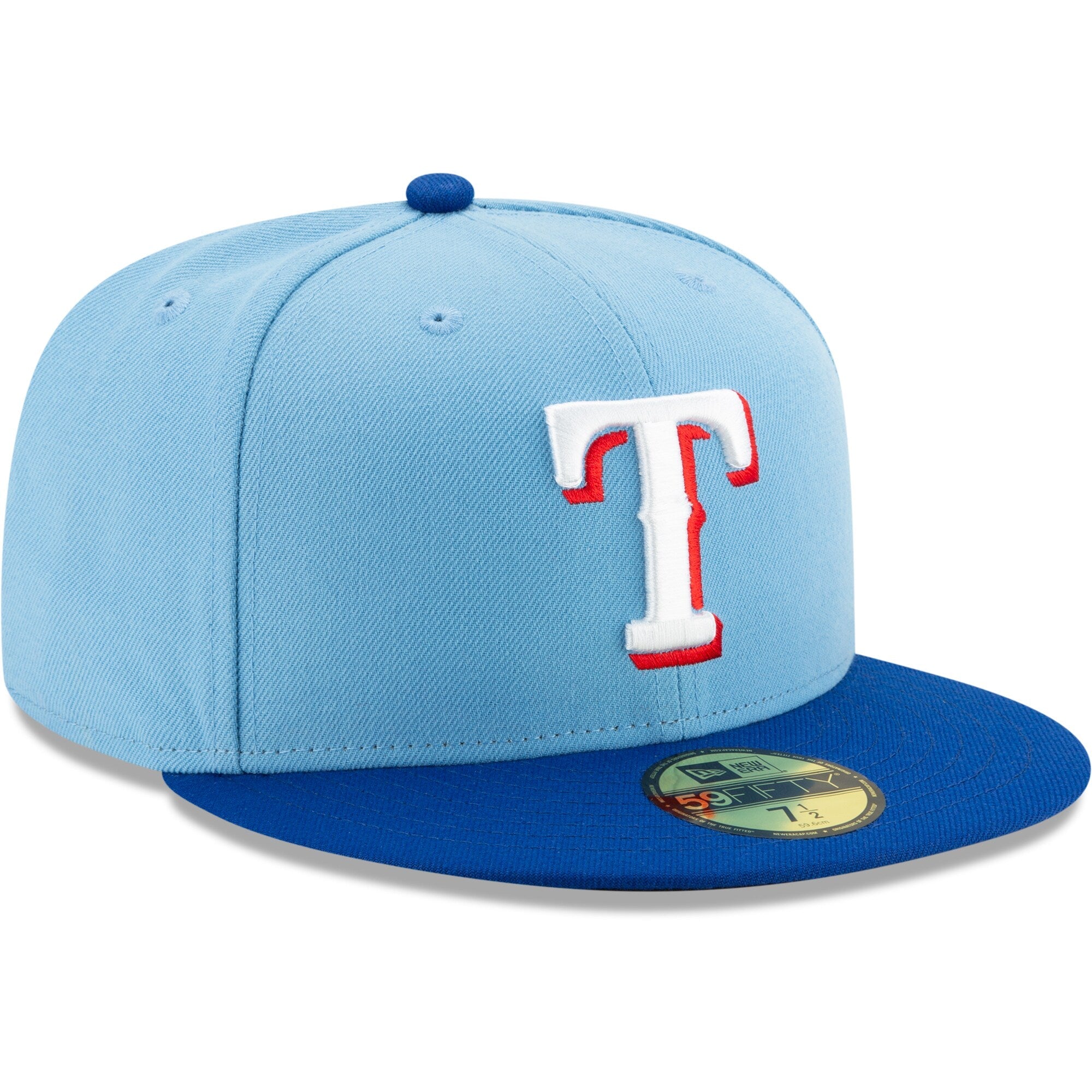 New Era Texas Rangers Light Blue Royal On-Field Authentic Collection 59FIFTY Fitted Hat Official Team Hat Sports Fan Cap Official MLB Team Hat
