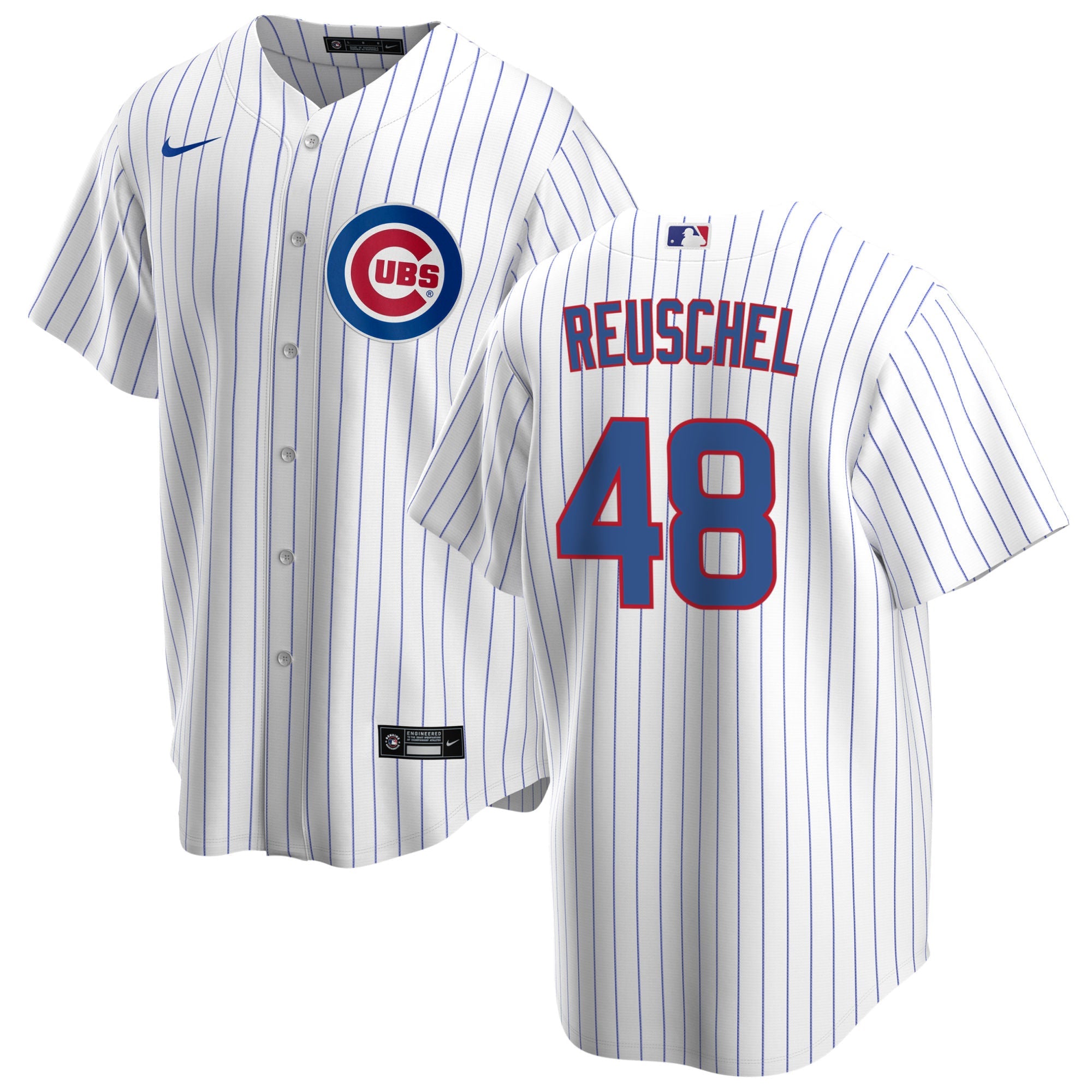 NIKE Men s Rick Reushel Chicago Cubs White Home Premium Stitch Replica Jersey Official Team Jersey Sports Fan Apparel Official MLB Team Jersey