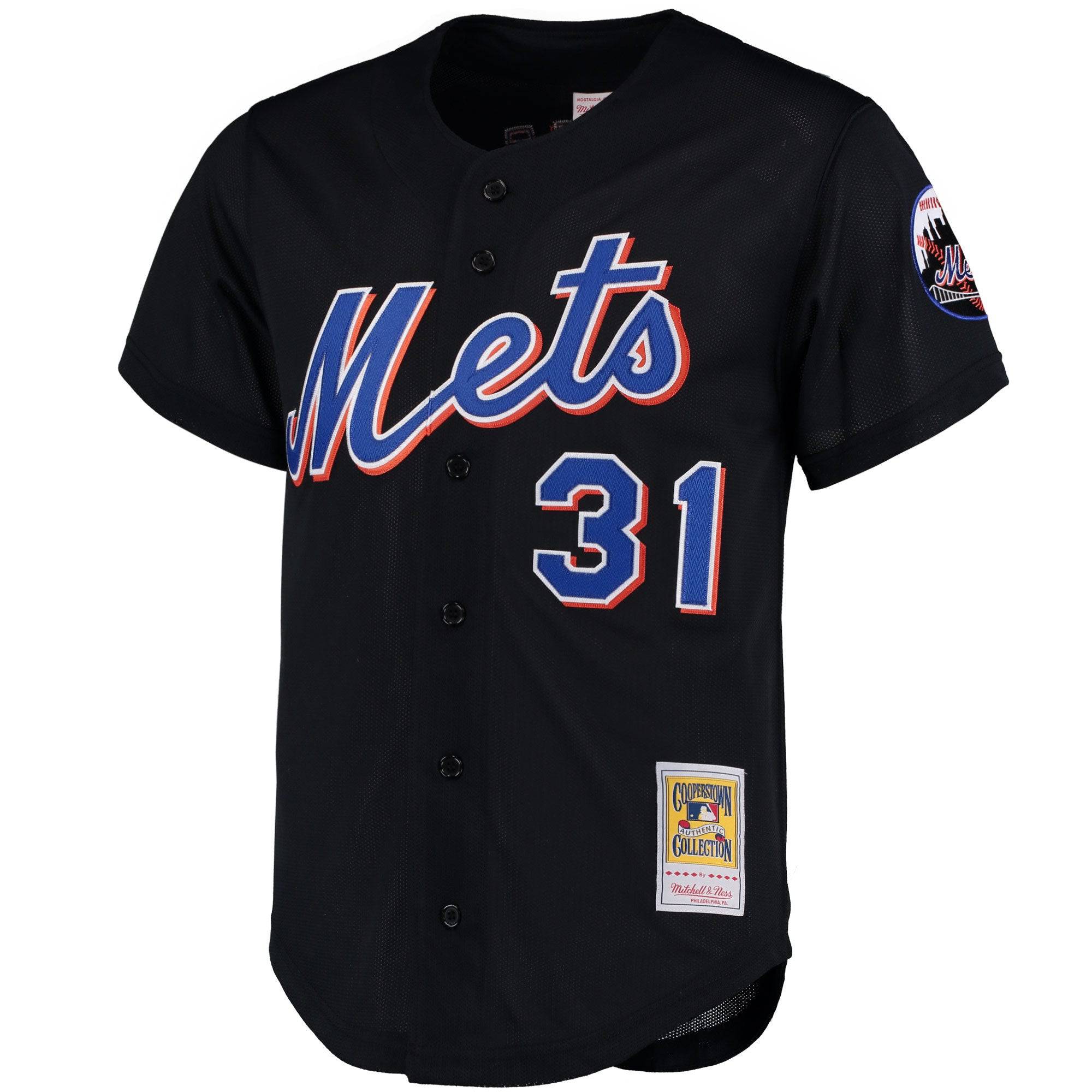Men s New York Mets Mike Piazza Mitchell And Ness Black Cooperstown Collection Mesh Batting Practice Jersey Official Team Jersey Sports Fan Apparel