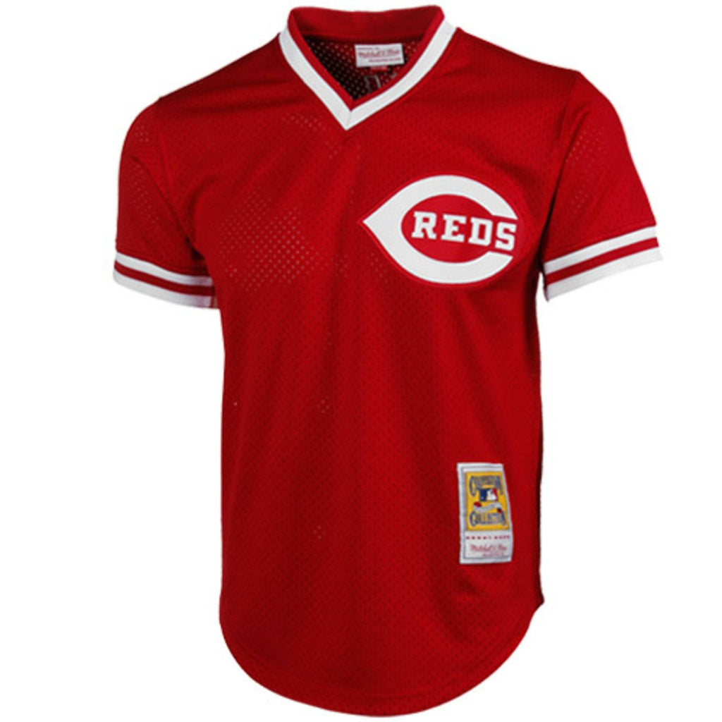 Men s Cincinnati Reds Johnny Bench Mitchell And Ness Red 1983 Authentic Cooperstown Collection Mesh Batting Practice Jersey Official Team Jersey