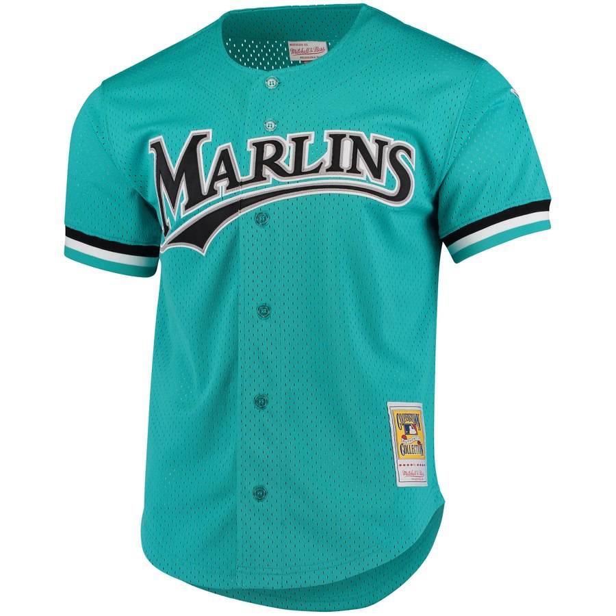 Men s Florida Marlins Andre Dawson 1995 Mitchell And Ness Teal Fashion Cooperstown Collection Mesh Batting Practice Jersey Official Team Jersey