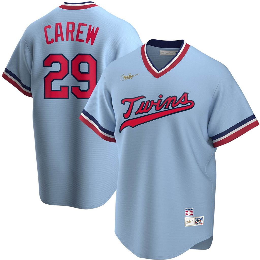 Men s Nike Rod Carew Blue Cooperstown Collection Player Jersey Official Team Jersey Sports Fan Apparel Official MLB Team Jersey Baseball Fan Apparel