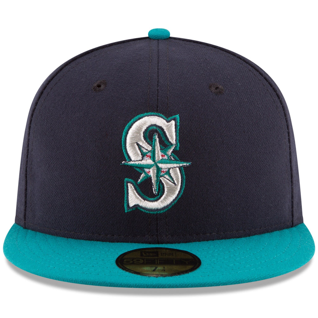 Men s Seattle Mariners New Era Navy Aqua Alternate Authentic Collection On Field 59FIFTY Fitted Hat Official Team Hat Sports Fan Cap Official MLB