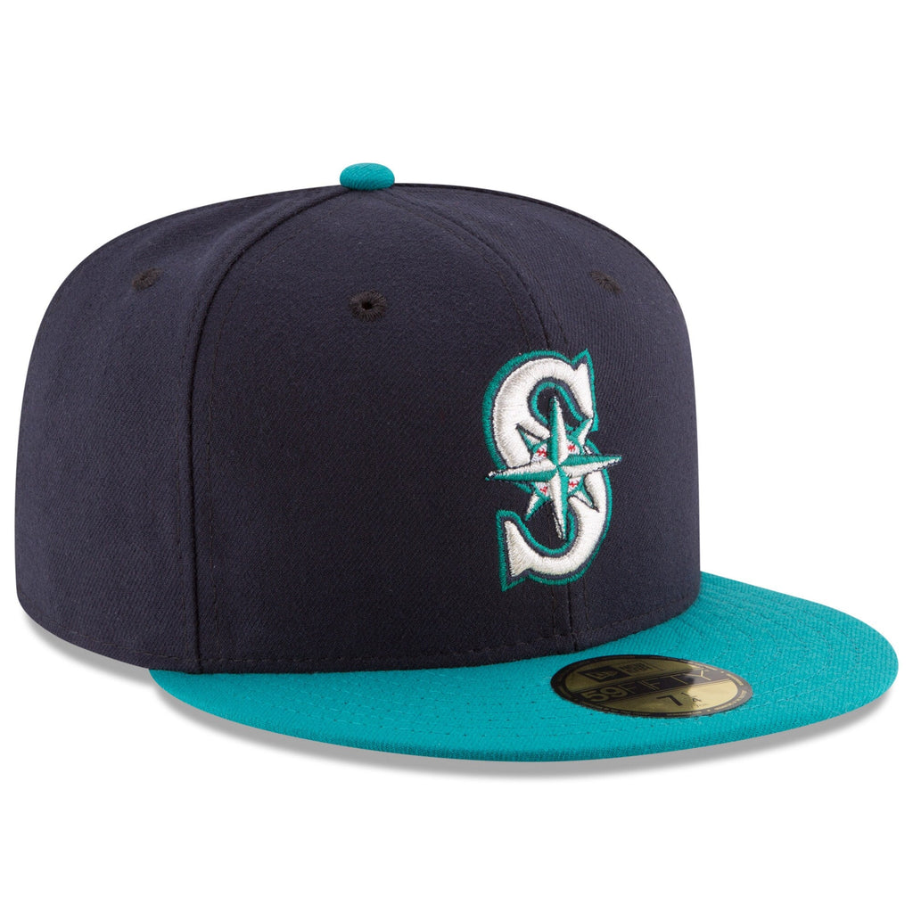Men s Seattle Mariners New Era Navy Aqua Alternate Authentic Collection On Field 59FIFTY Fitted Hat Official Team Hat Sports Fan Cap Official MLB