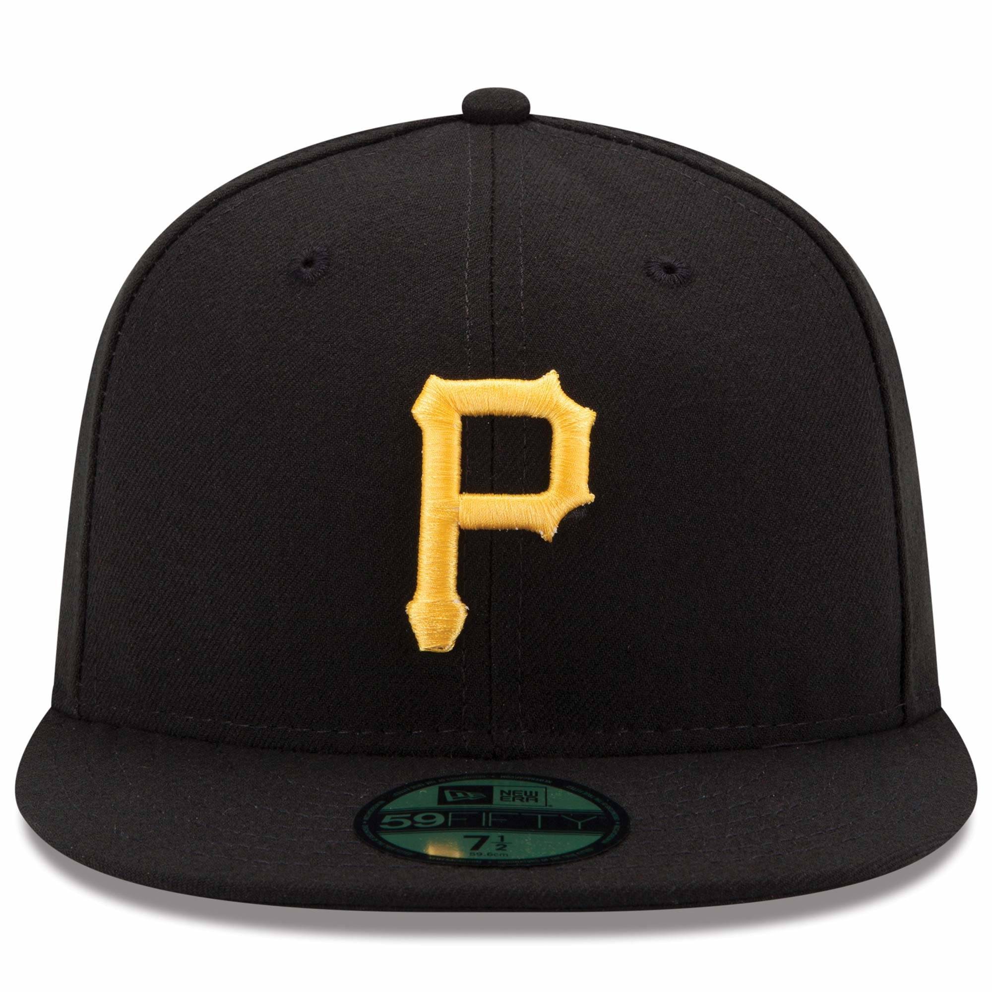 Men s Pittsburgh Pirates New Era Black Game Authentic Collection On-Field 59FIFTY Fitted Hat Official Team Hat Sports Fan Cap Official MLB Team Hat