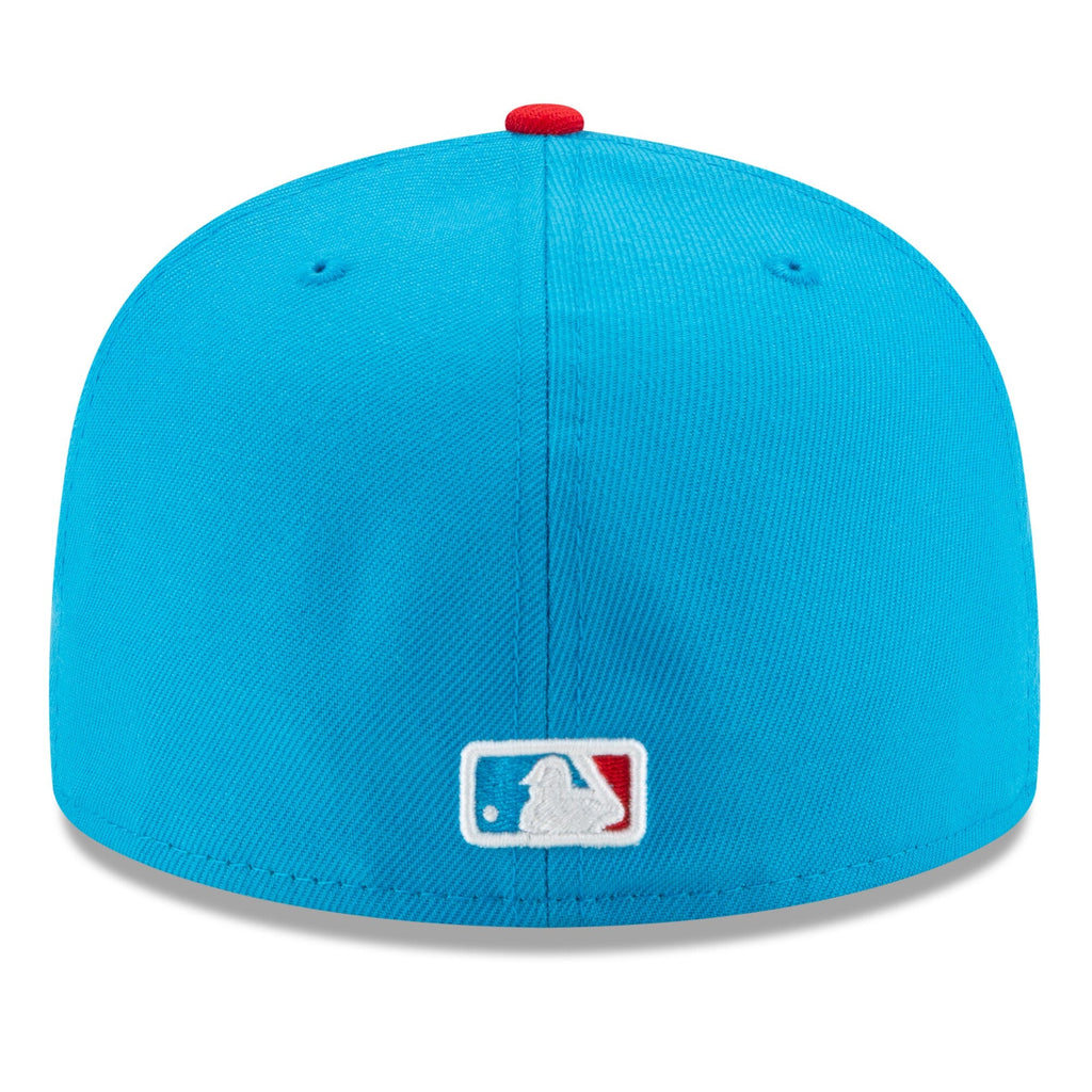 Men s Miami Marlins New Era Blue Red 2021 City Connect 59FIFTY Fitted Hat Official Team Hat Sports Fan Cap Official MLB Team Hat Baseball Fan Cap