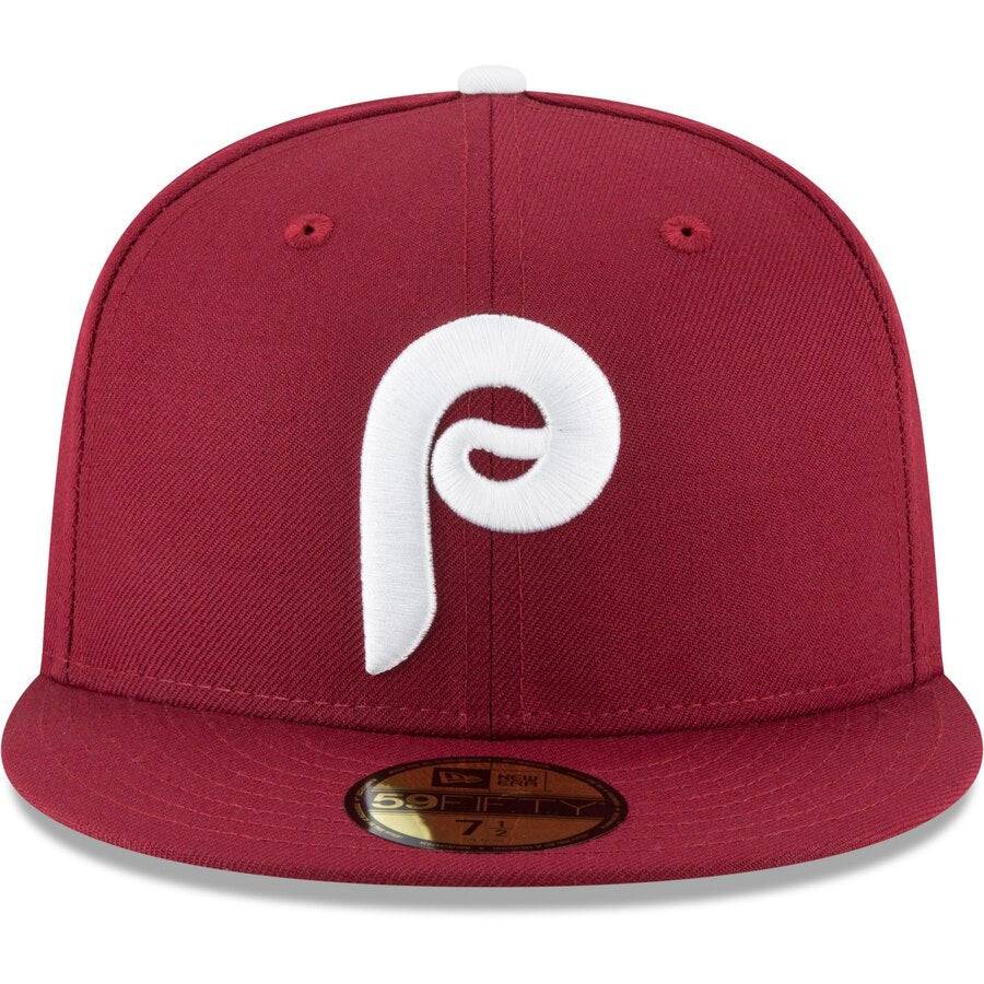 Men s Philadelphia Phillies New Era Maroon Cooperstown Collection Wool 59FIFTY Fitted Hat Official Team Hat Sports Fan Cap Official MLB Team Hat