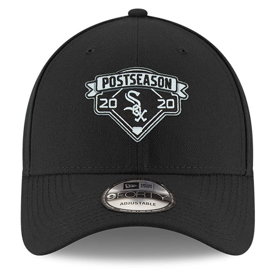 Men s Chicago White Sox New Era Black 2020 Postseason Locker Room 9FORTY Adjustable Hat Official Team Hat Sports Fan Cap Official MLB Team Hat