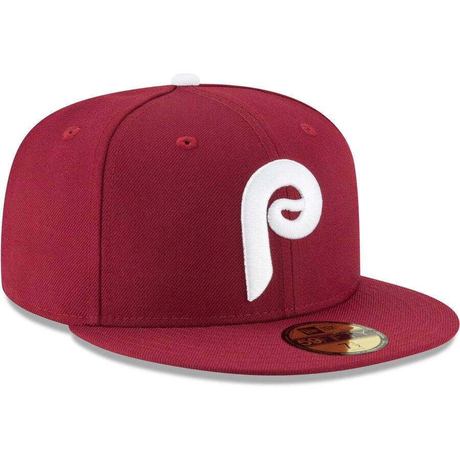 Men s Philadelphia Phillies New Era Maroon Cooperstown Collection Wool 59FIFTY Fitted Hat Official Team Hat Sports Fan Cap Official MLB Team Hat