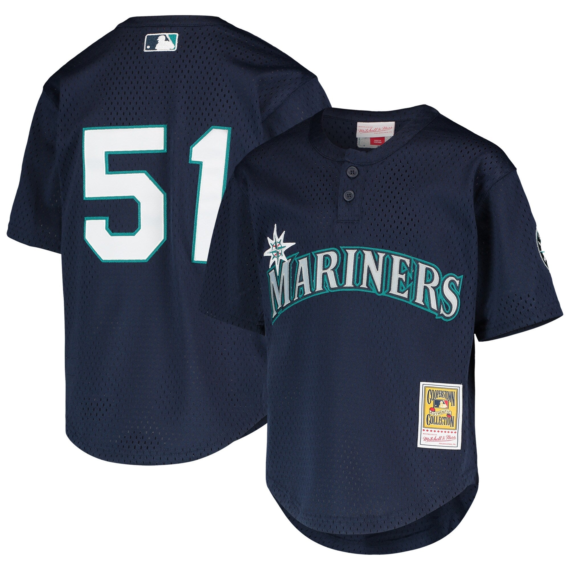 Ichiro Suzuki Seattle Mariners Mitchell And Ness Youth Cooperstown Collection Mesh Batting Practice Jersey - Navy Official Team Jersey Sports Fan