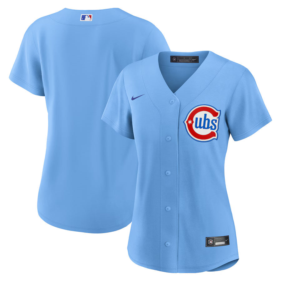 Women s Chicago Cubs Nike Alternate 2 Light Blue Replica Jersey Official Team Jersey Sports Fan Apparel Official MLB Team Jersey Baseball Fan Apparel