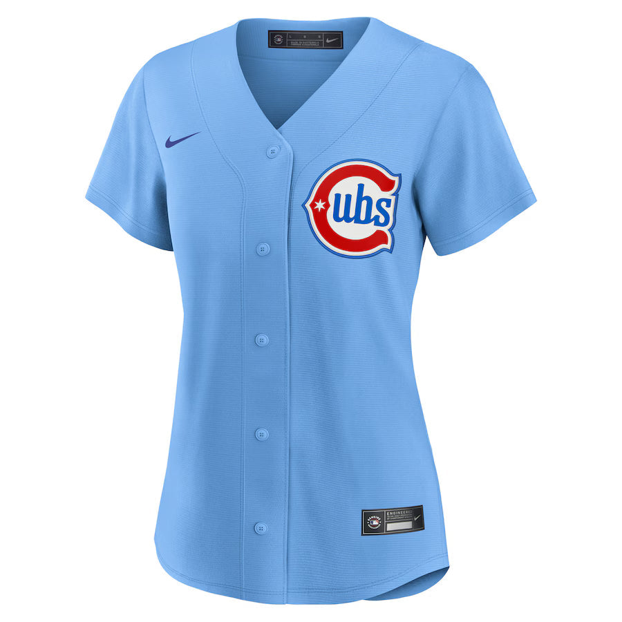 Women s Chicago Cubs Nike Alternate 2 Light Blue Replica Jersey Official Team Jersey Sports Fan Apparel Official MLB Team Jersey Baseball Fan Apparel
